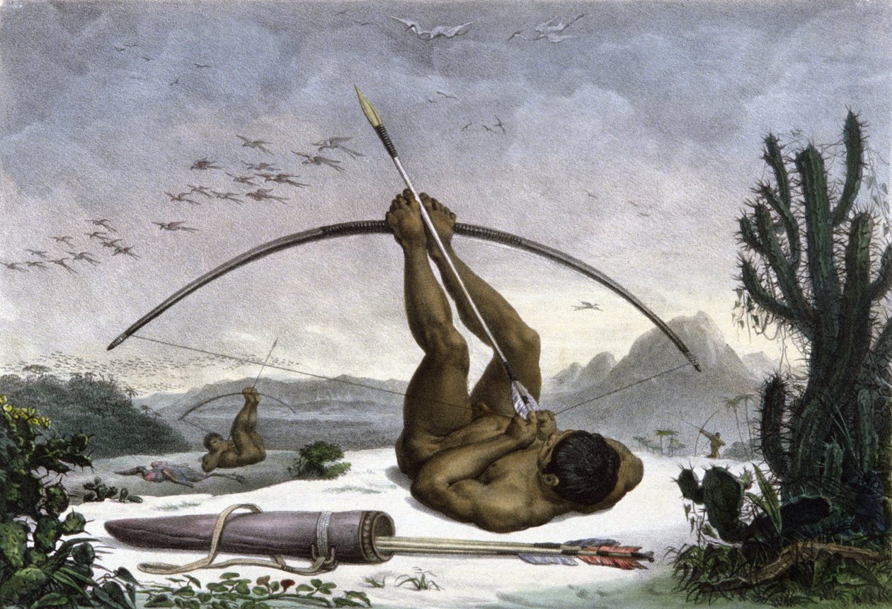 Indiáni táhnoucí za luk od Jean Baptiste Debret