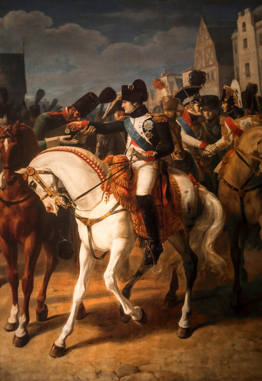 Napoléon antaa kunnialegioonan ristin venäläiselle sotilaalle Tilsittissä 1808 (öljy kankaalle) od Jean Baptiste Debret