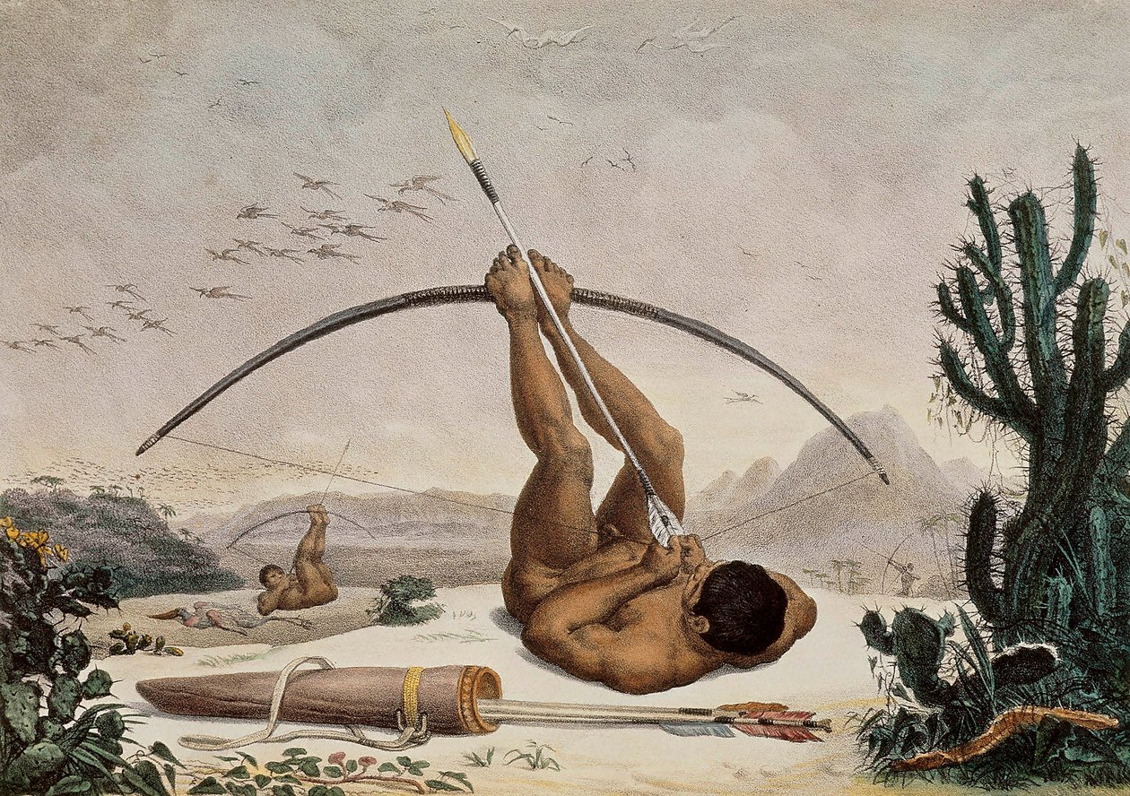 Native Archers, Ilustrace z cest po vnitrozemí Brazílie, 1834 od Jean Baptiste Debret