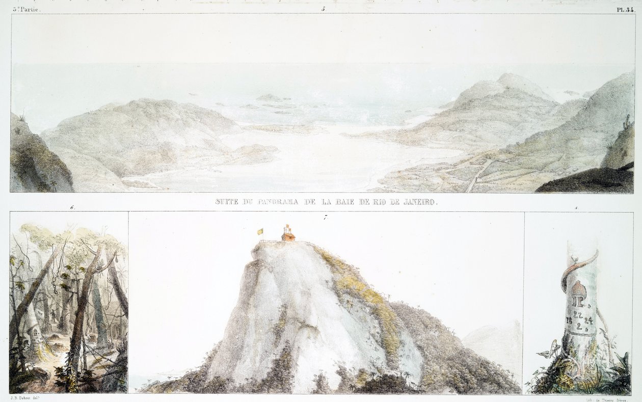 Panorama zálivu Rio de Janeiro (ručně kolorované litho) od Jean Baptiste Debret