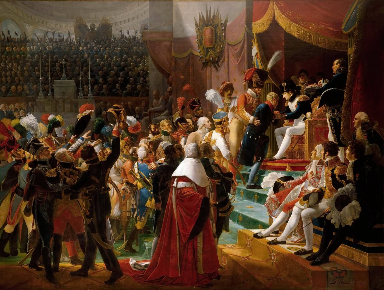 První předání vyznamenání Čestné legie v kostele Invalidovny, 14. července 1804 od Jean Baptiste Debret