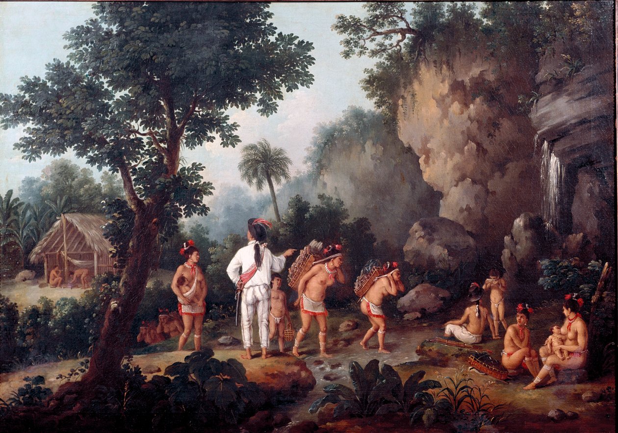 Otroctví; ""lov na otroky""" Indické rodiny (z Brazílie?) jsou zajaty obchodníky s otroky. Obraz Jean Baptiste Debret (1768-1848). Olej na plátně. Muzeum Sao Paulo, Brazílie. od Jean Baptiste Debret