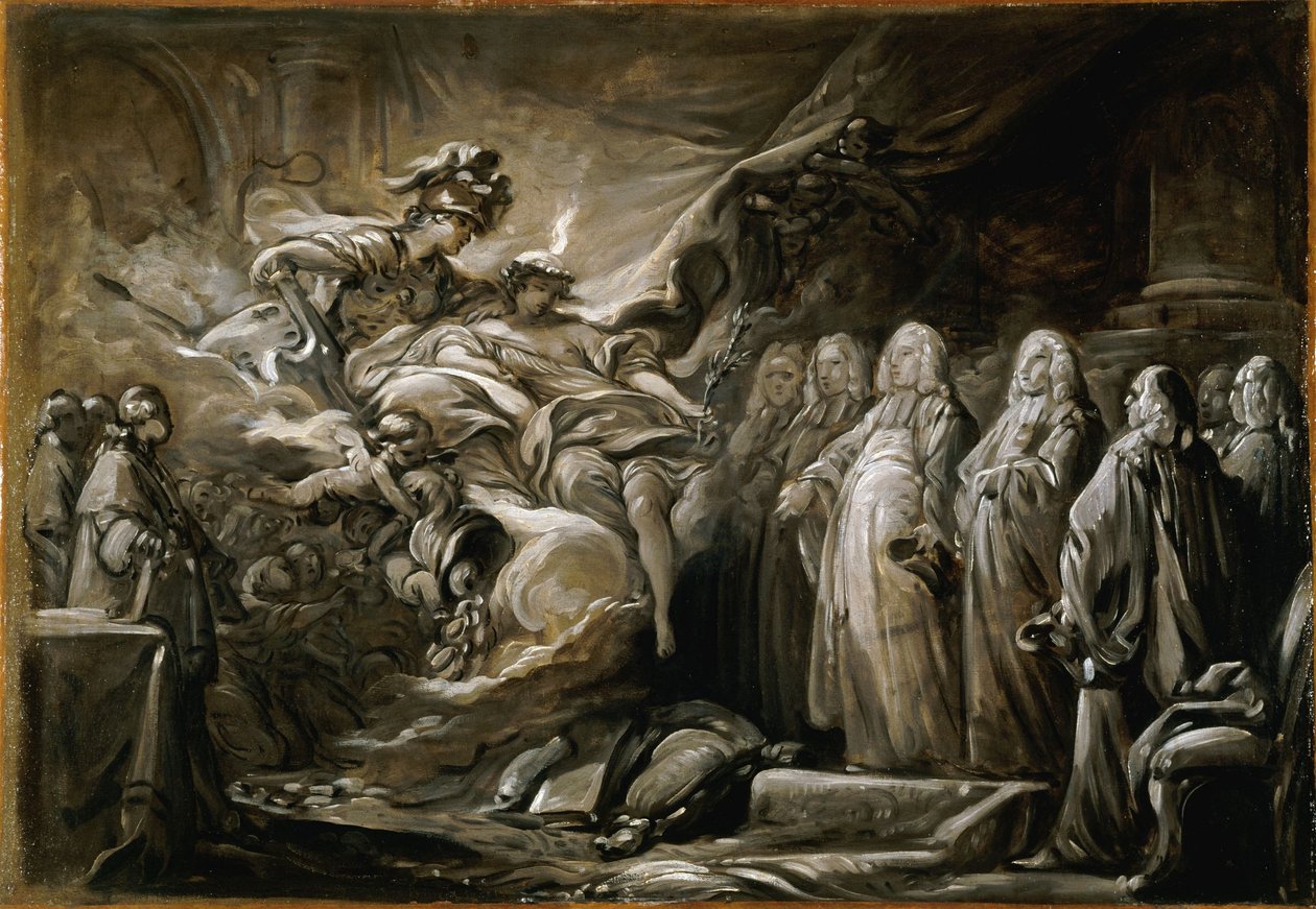 Probošt kupců a radních města Paříže; alegorie na Pařížskou smlouvu (10. února). od Jean Baptiste Deshays