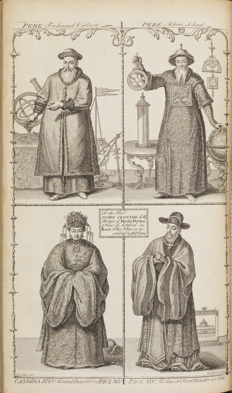 Portréty Ferdinanda Verbiesta, Adama Schalla, Candidy Xu a Xu Guangqi Z popisu e od Jean Baptiste Du Halde