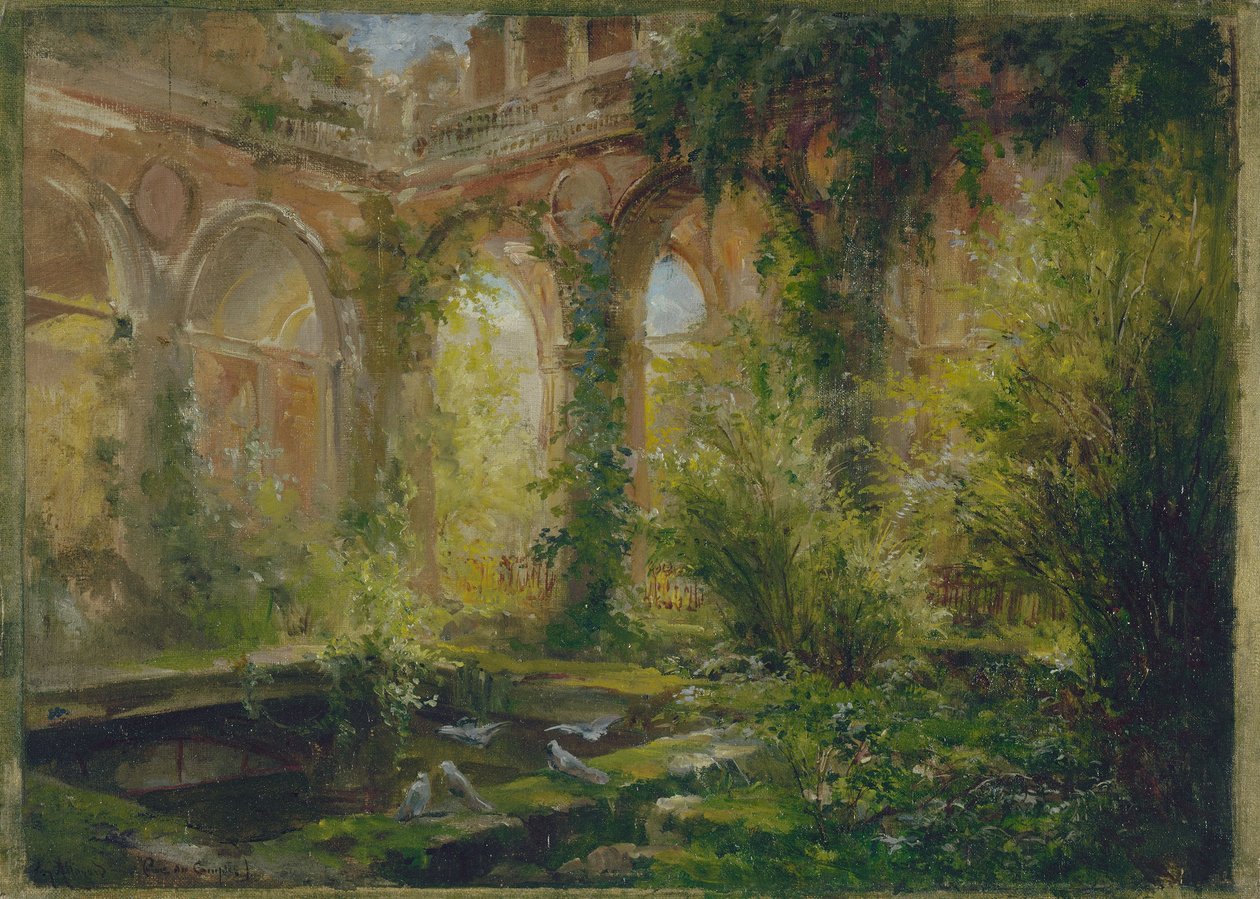 Zřícenina Cour des Comptes: salle des fêtes, cca 1875 (olej) od Jean Baptiste Edmond Allouard