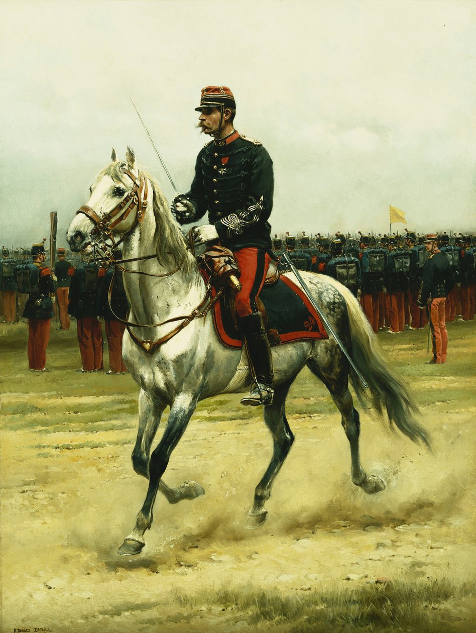 Důstojník kavalérie projíždějící vojsky, 1885 od Jean Baptiste Edouard Detaille