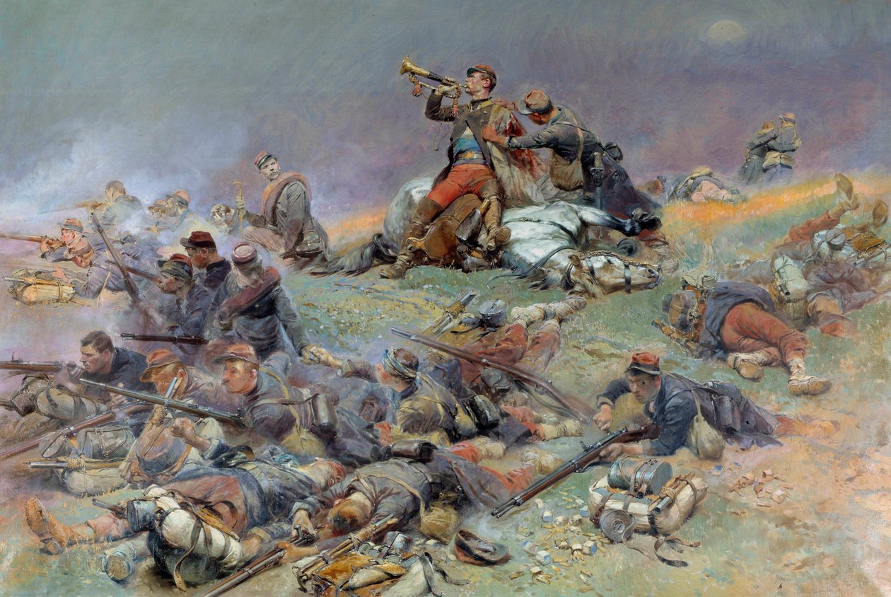 Smrt velitele Berbegiera v bitvě u Saint-Privat (Saint Privat), obraz 18/08/1870 od Edouarda Detaillea (1848-1912) Sun. 1,1x1,4 m Paříž, musee de l