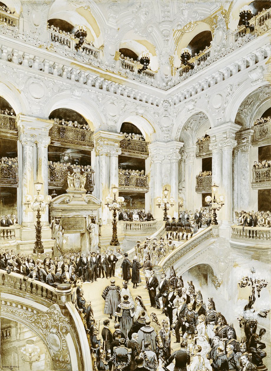 Inaugurace pařížské opery, 5. ledna 1875, 1878 (wc a bílá na papíře) od Jean Baptiste Edouard Detaille