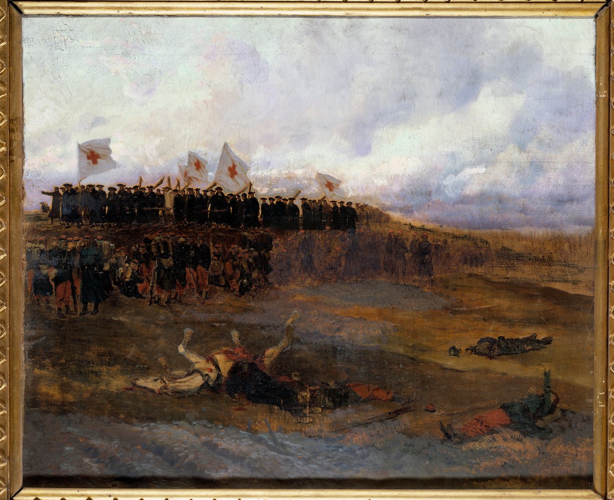Obléhání Paříže 1870: „“bratři škol křesťanské nauky míří na bojiště““ Obraz Edouarda Detaillea (1848-1912) 1872 Ne. 0,53 x 0,65 m od Jean Baptiste Edouard Detaille