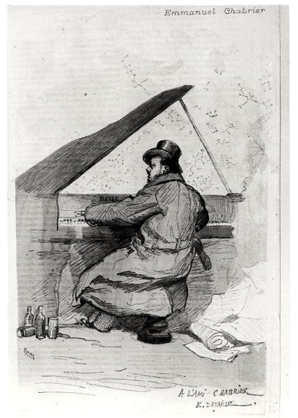 Alexis Emmanuel Chabrier (1841-94) u klavíru, rytý Florian (viz také 165875) od Jean Baptiste Edouard after Detaille
