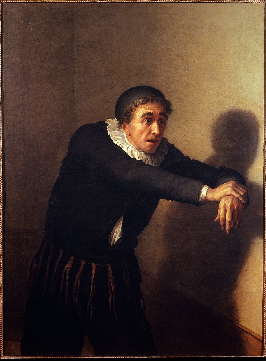 Grandmesnil v roli Harpagona Komik Grandmesnil (pseudonym Jean-Baptiste Fauchard) (1737-1816) hraje postavu Harpagona v Molierově hře „L