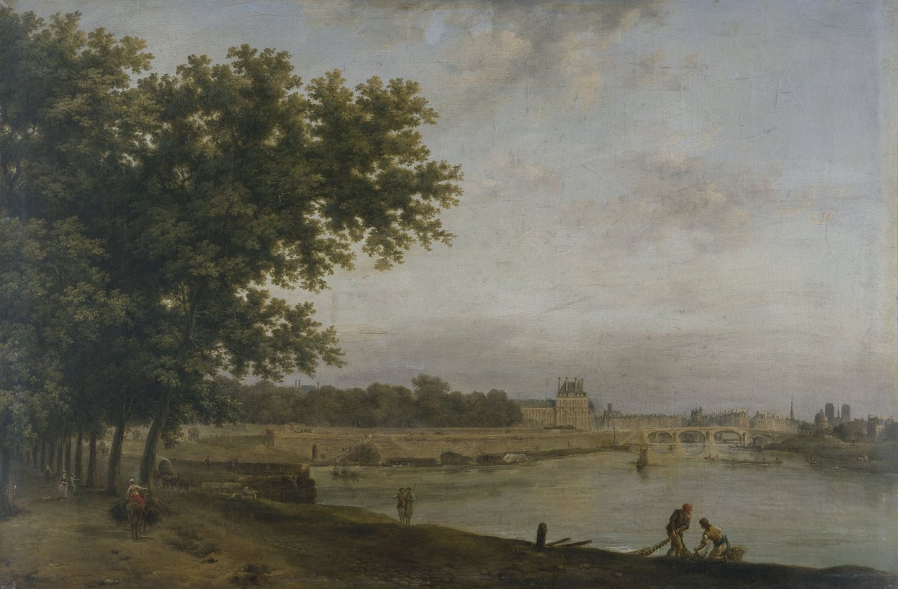 Tuilerie a Pont Royal při pohledu z Cours-la-Reine, 1783 (olej na plátně) od Jean Baptiste Genillion