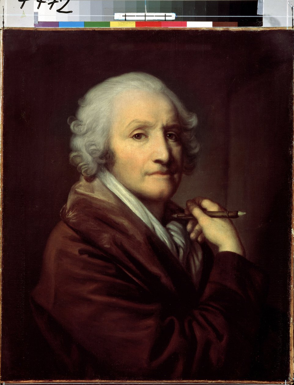 ""Autoportrét"" (Autoportrét) Malba Jean Baptiste Greuze (1725-1805) kolem roku 1780 Rozměr 55,5x46 cm Muzeum Ermitáže v Petrohradě od Jean Baptiste Greuze