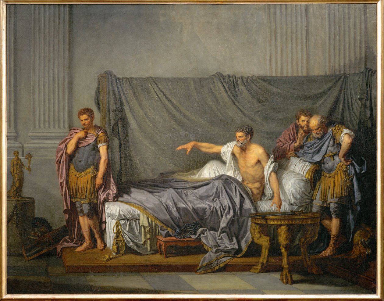 Císař Lucius Septimius Severus obviní svého syna Caracallu, že plánoval jeho zavraždění... od Jean Baptiste Greuze