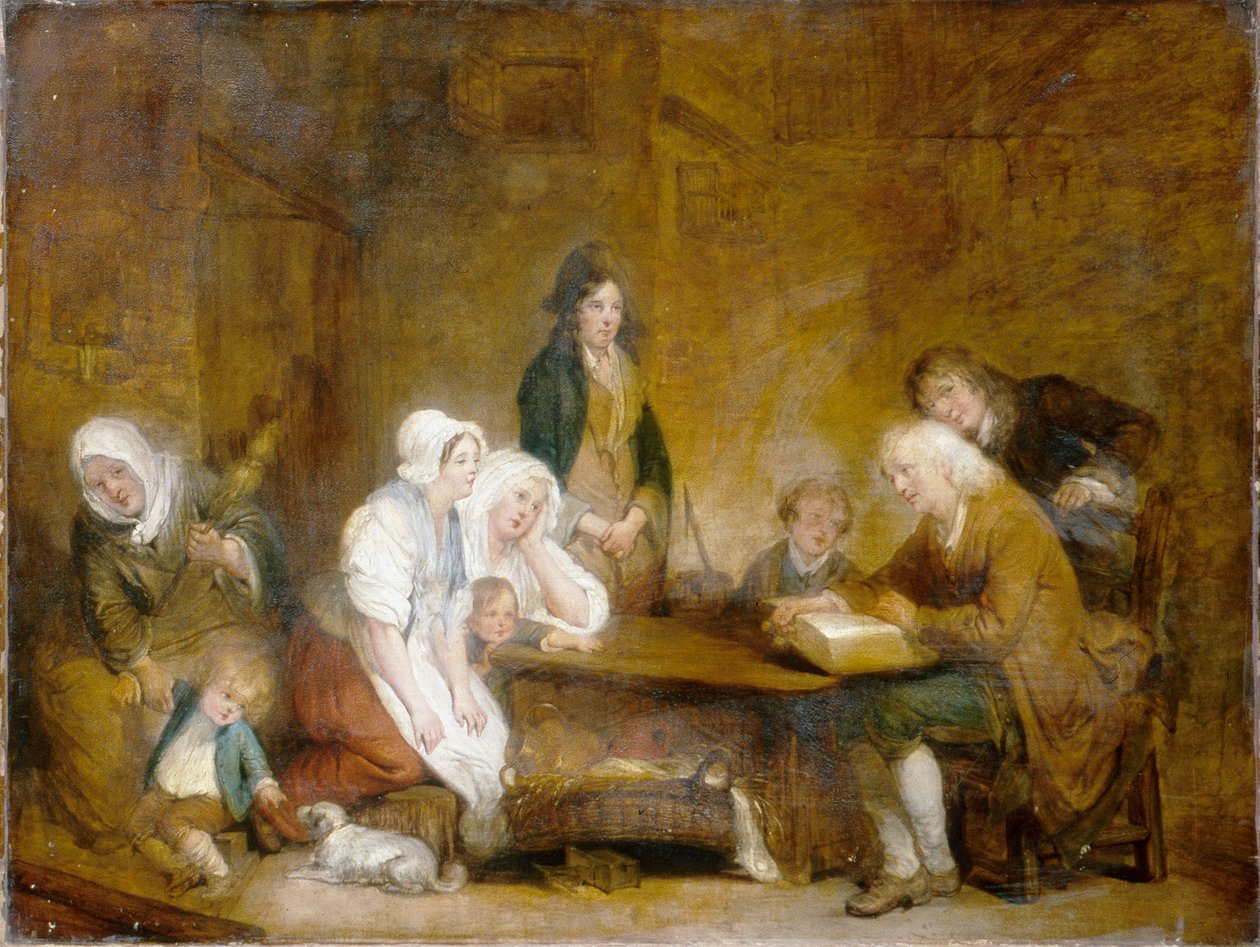 Rodinné uctívání, kolem roku 1800 (olej na plátně) od Jean Baptiste Greuze