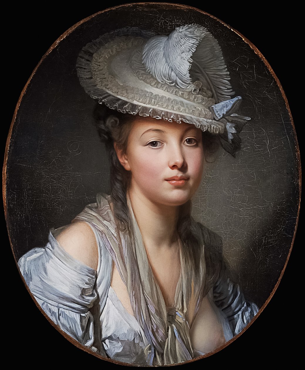 Francouzsky: Le Chapeau blanc Bílý klobouk od Jean Baptiste Greuze