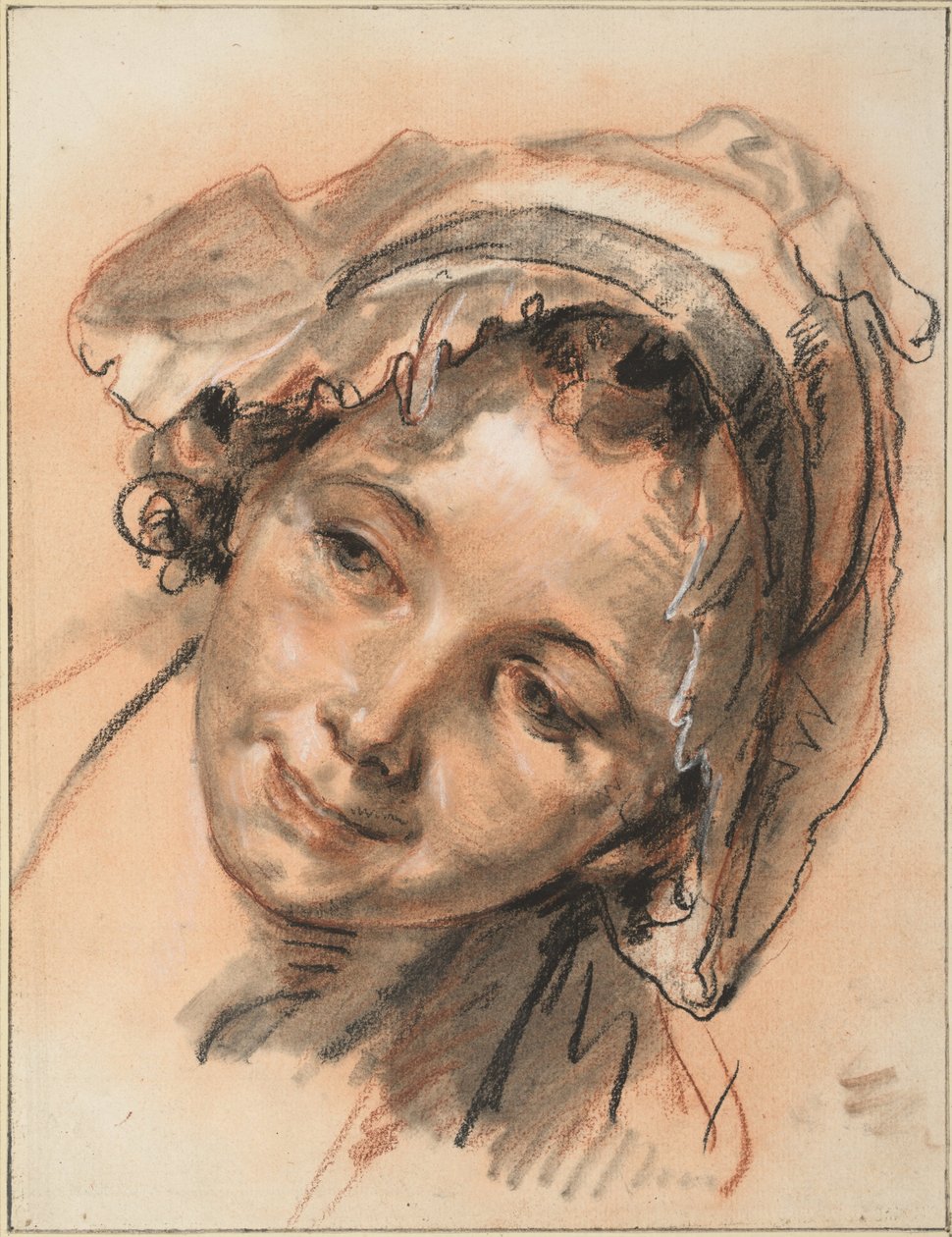 Hlava usmívající se dívky od Jean Baptiste Greuze