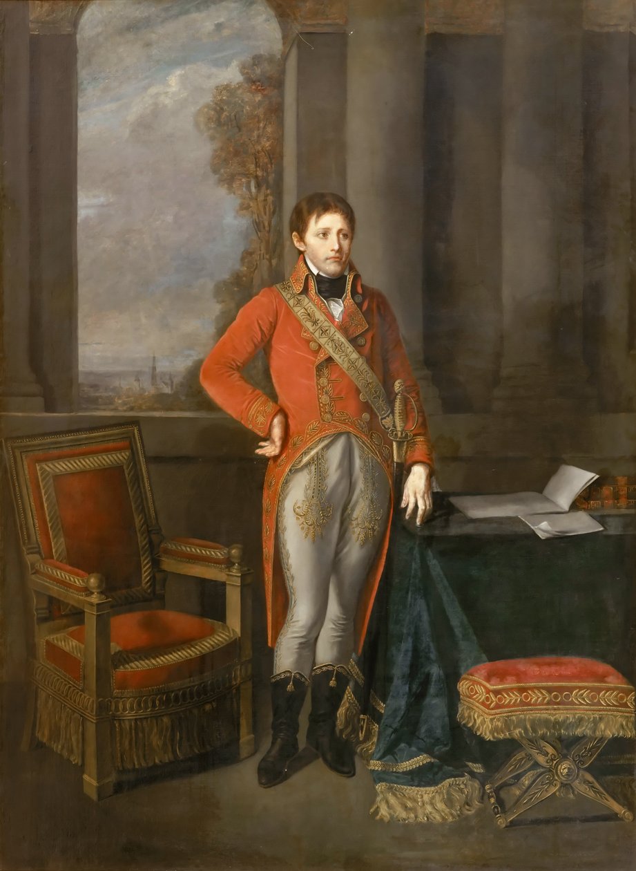 Napoleon Bonaparte jako první konzul před pohledem na Antverpy od Jean Baptiste Greuze