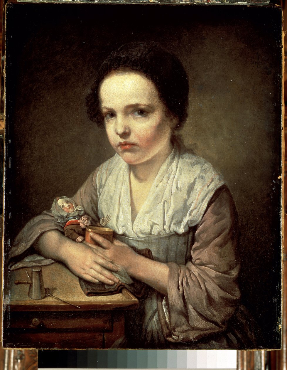 ""Petite fille a la poupee"" (Dívka s panenkou) Obraz Jean Baptiste Greuze (1725-1805) 1750 Rozměr 65x55 cm Muzeum Ermitáž, Petrohrad od Jean Baptiste Greuze