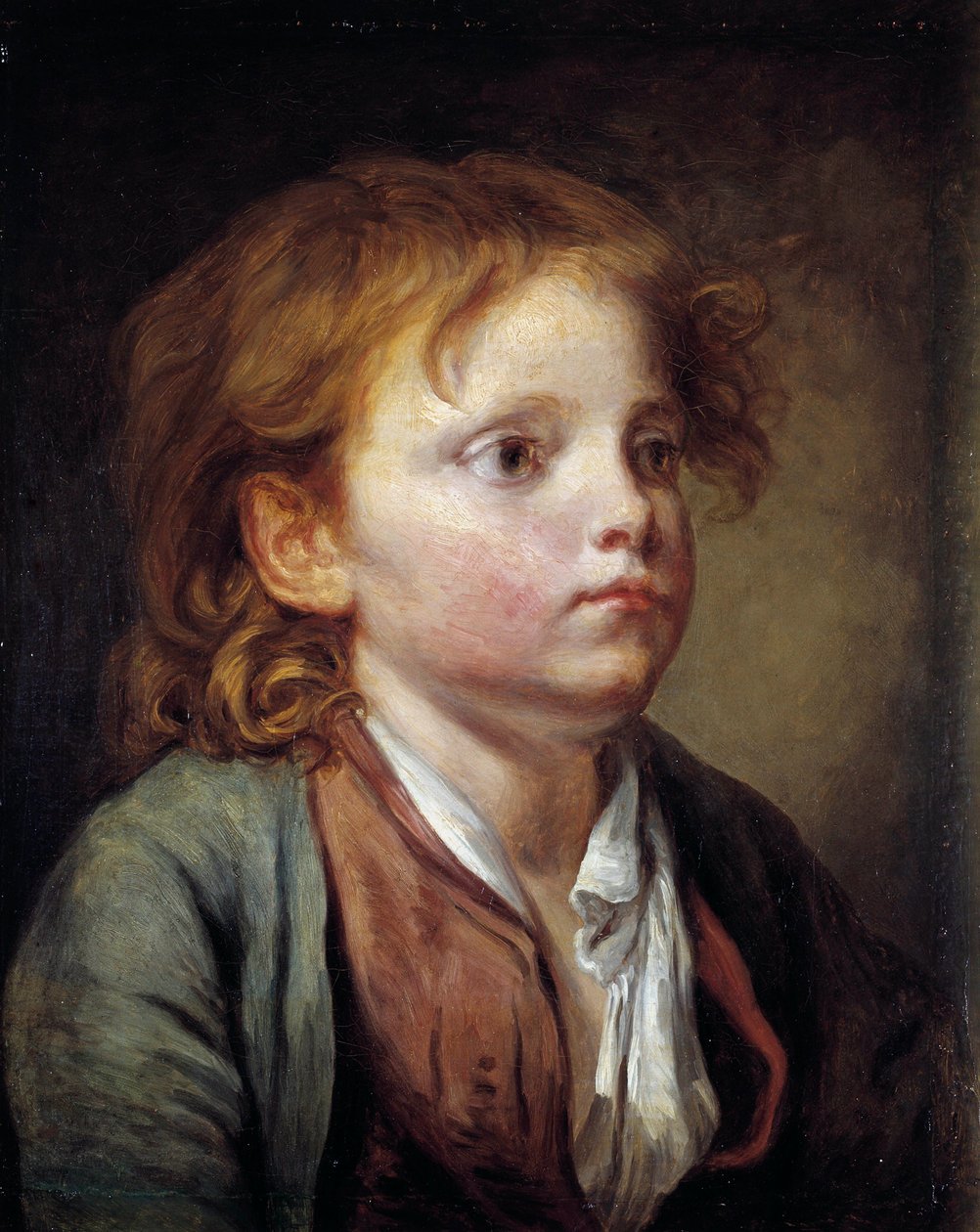 Portrét mladého chlapce Obraz Jean-Baptiste Greuze (1725-1805). 18. století. Ztlumit. 0,40x0,32 m. Chantilly, Musee Conde - Portrét mladého chlapce. Obraz Jean-Baptiste Greuze (1725-1805). 18. století. 0,40 x 0,32 m. Conde Museum, Chantilly, Fra od Jean Baptiste Greuze