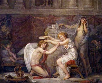 Psyché korunuje lásku od Jean Baptiste Greuze
