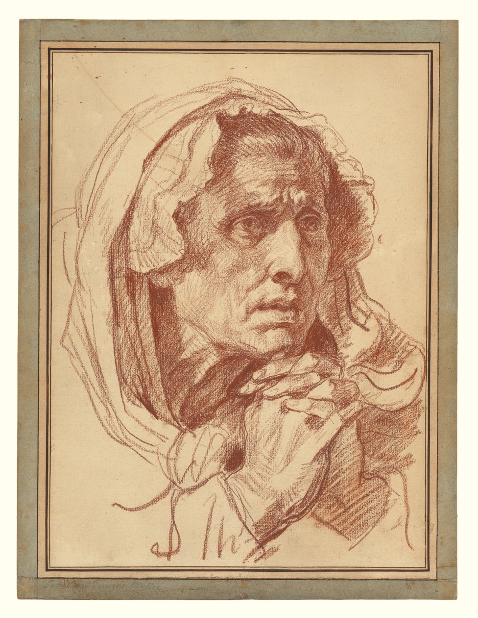 Studie hlavy staré ženy od Jean Baptiste Greuze