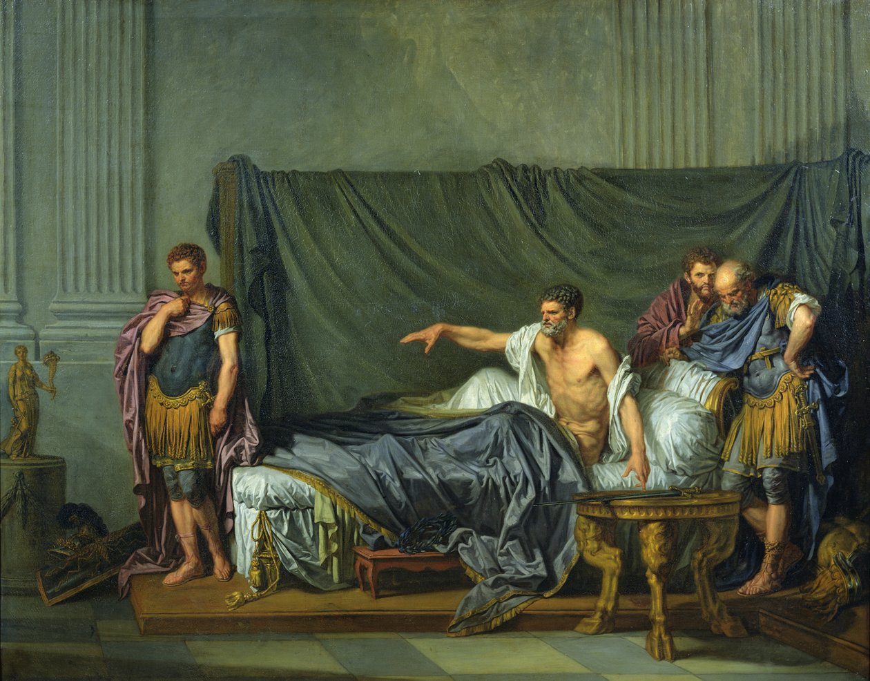 Císař Severus kárá svého syna Caracallu za to, že ho chtěl zavraždit, 1769 od Jean Baptiste Greuze