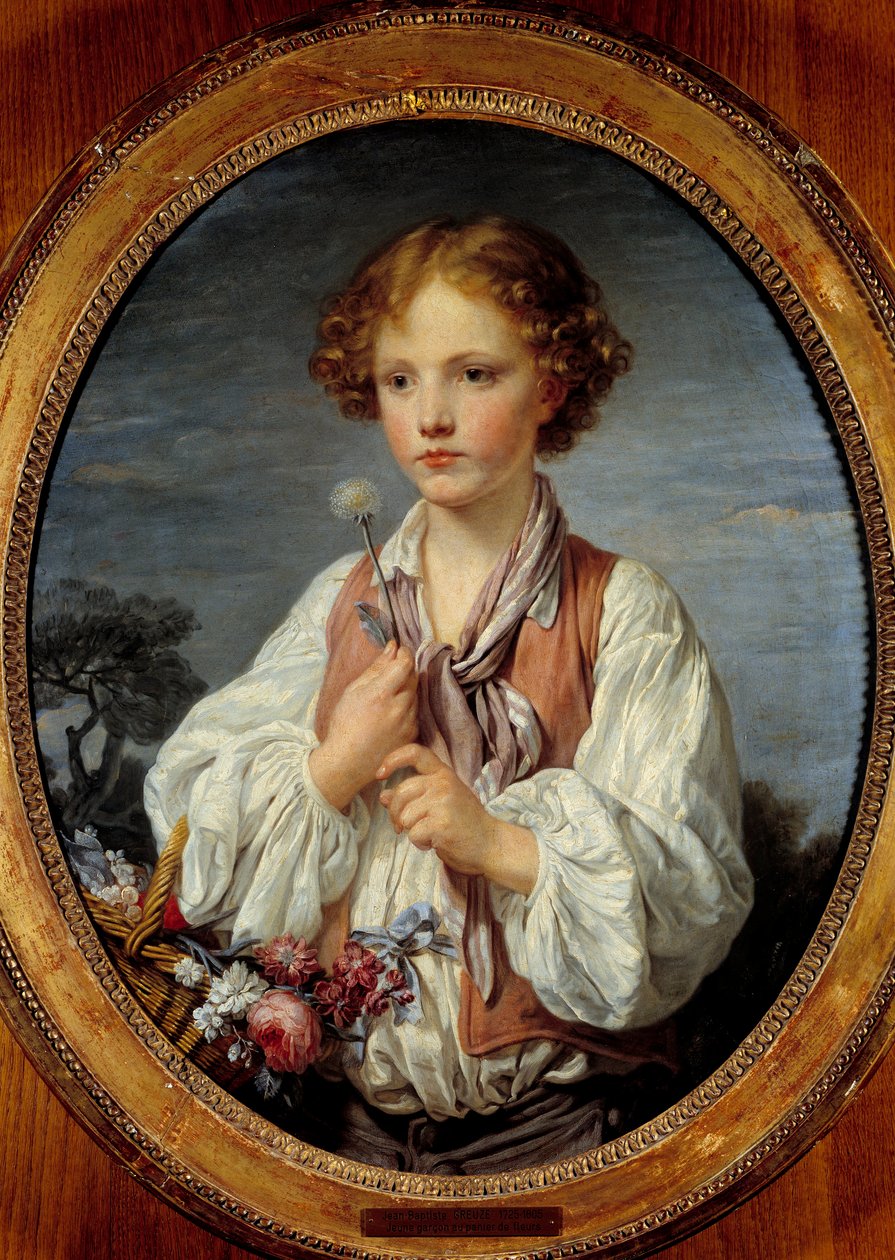 Mladý chlapec v košíku květin od Jean Baptiste Greuze (1725-1805) 1761 od Jean Baptiste Greuze