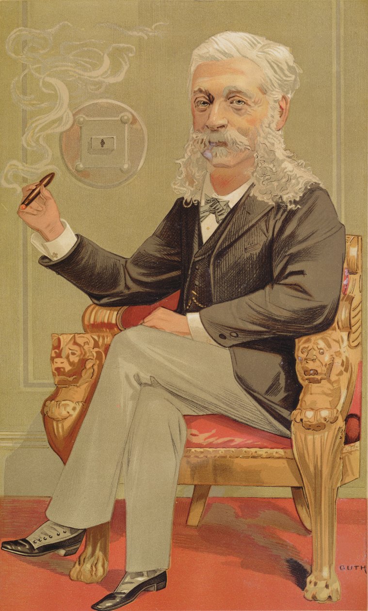 Baron Alphonse de Rothschild, ilustrace z Vanity Fair, 1894 barevné lito od Jean Baptiste Guth