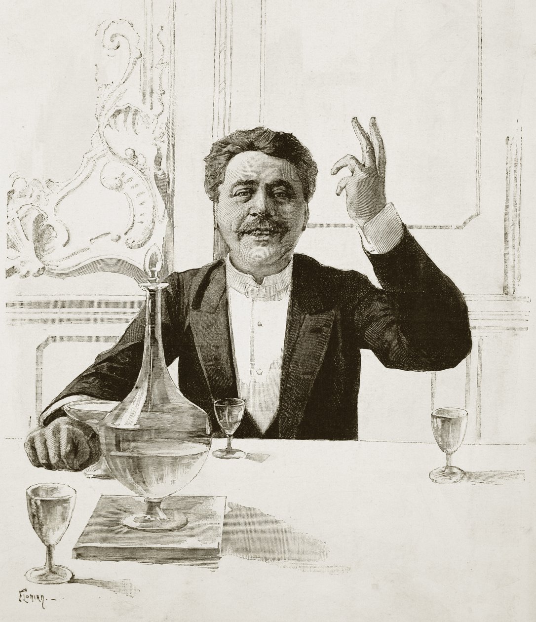 Portrét Henryho Becquea (1837-1899), francouzského dramatika - hrob Floriana po Jean-Baptiste Guthovi (1883-1921) - Publikováno v Revue illustree, ca. 1890 od Jean Baptiste Guth