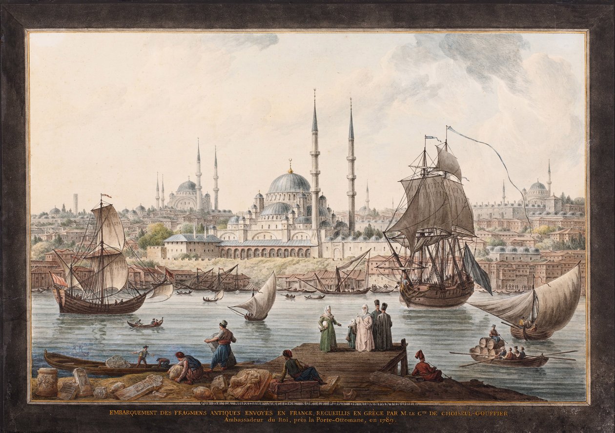 Yeni Cami a přístav Istanbul, druhá polovina 18. století. od Jean Baptiste Hilair