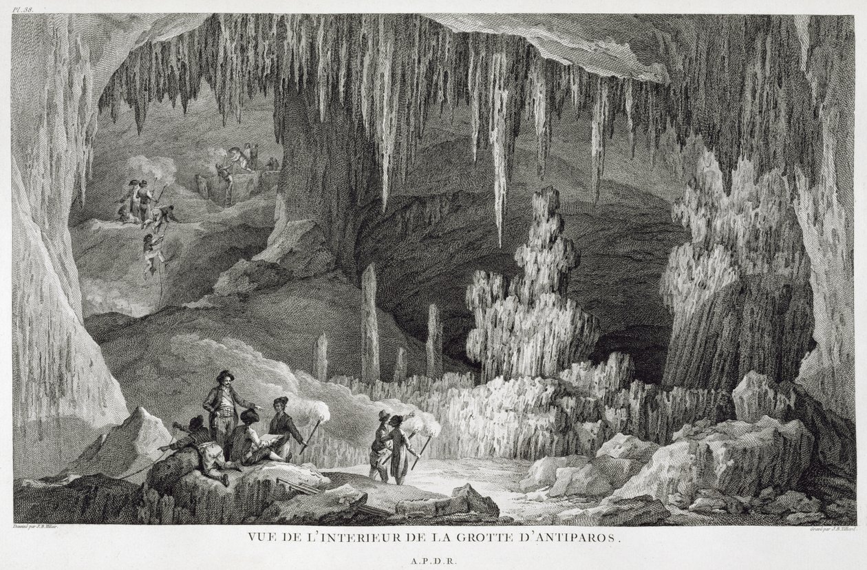 Pohled na vnitřek jeskyně Antiparos, vyrytý Jean Baptiste Tillard (1740-1813) od Jean Baptiste Hilair