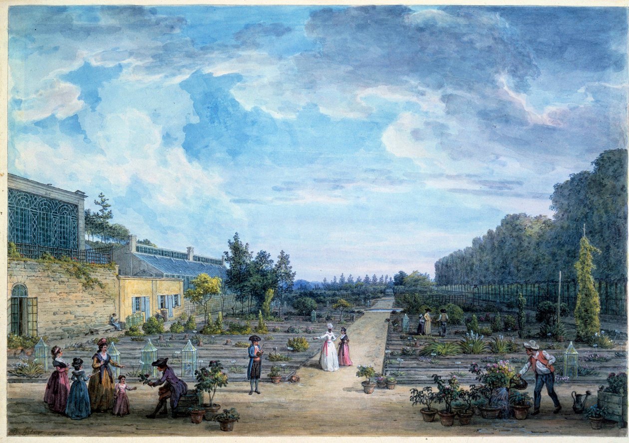 Pohled na Jardin du Roi (současné Jardin des Plantes) Litografie Jean Baptiste Hilaire (1753-1822) 1794 Paříž, B.N. od Jean Baptiste Hilaire