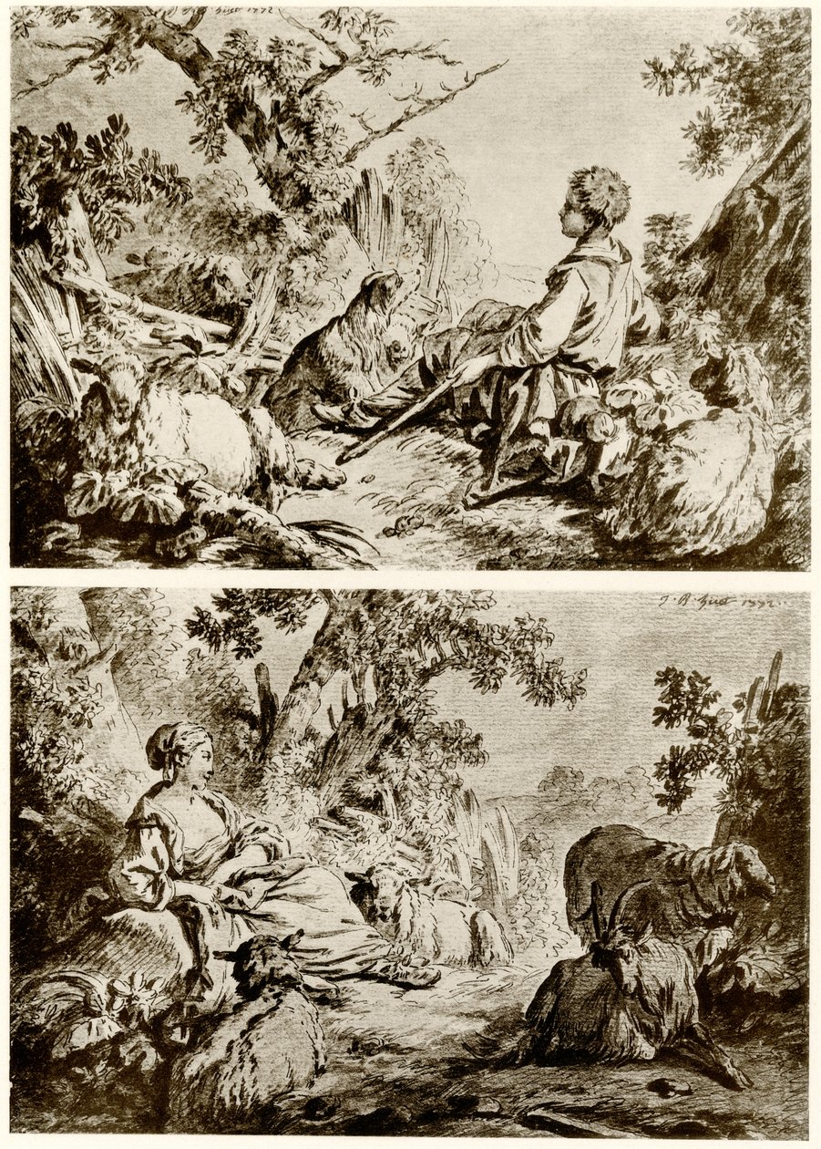 Pastýř a pastýřka od Jean Baptiste Huet