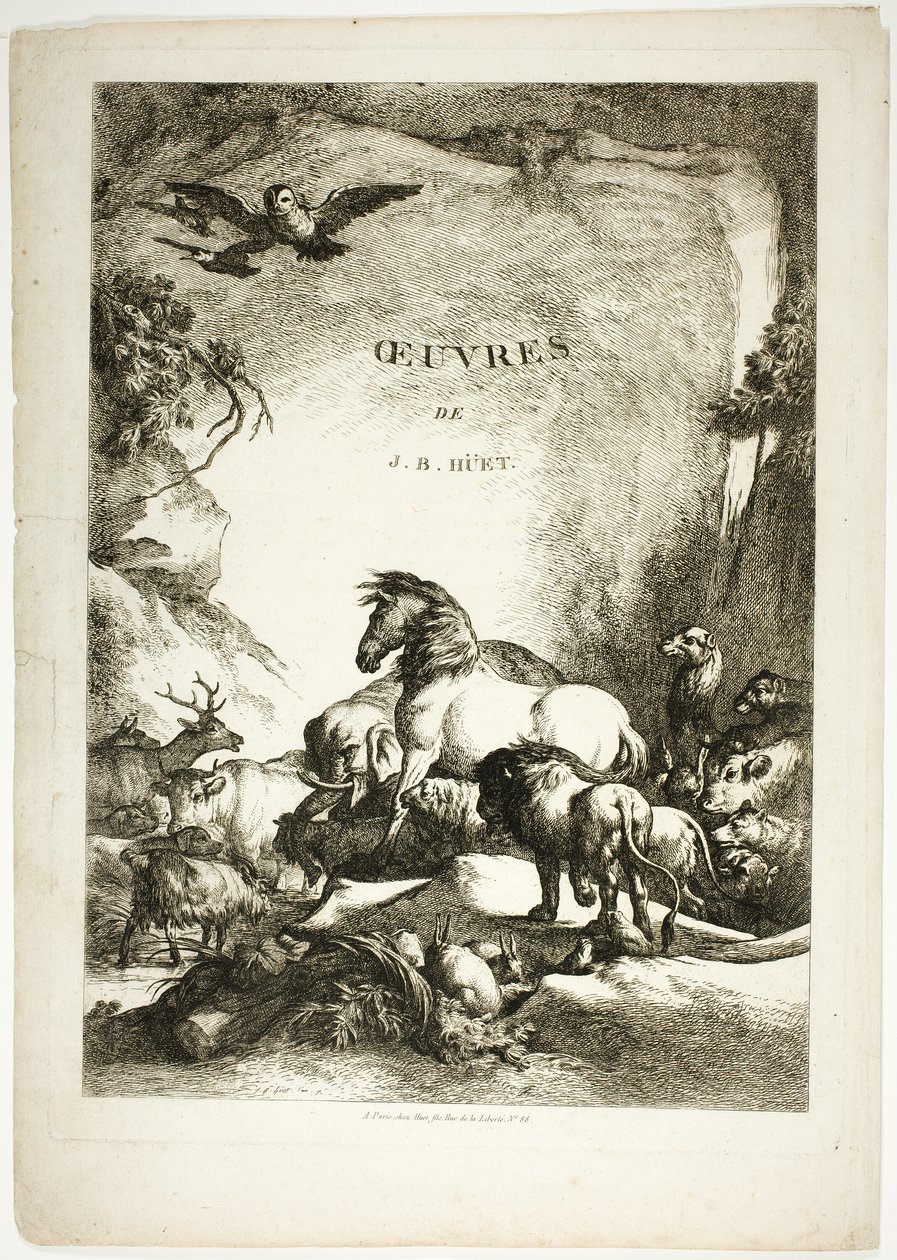 Titulní strana z Oeuvres de J. B. Huet od Jean Baptiste Huet