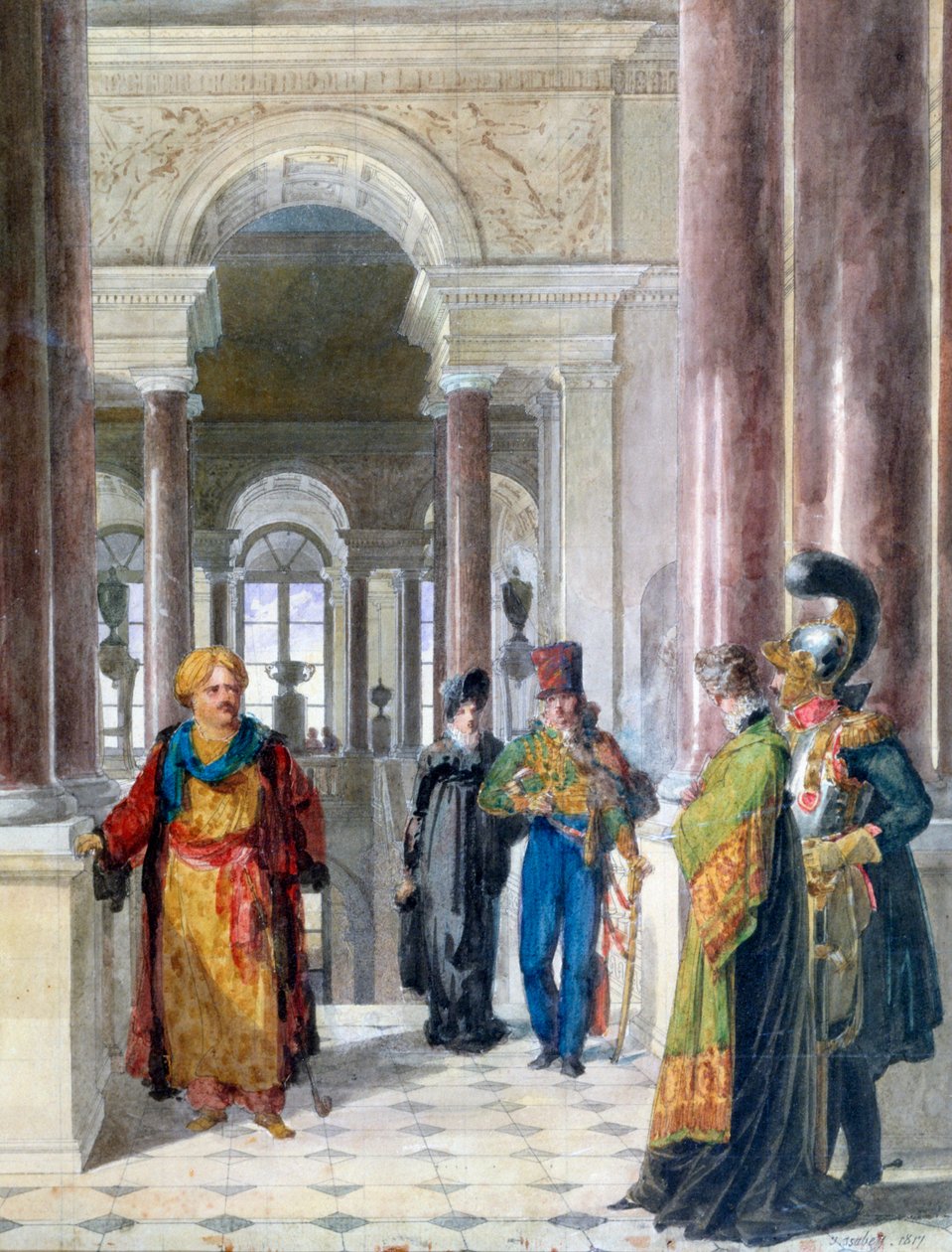 Prozkoumávání muzea, 1817 od Jean Baptiste Isabey