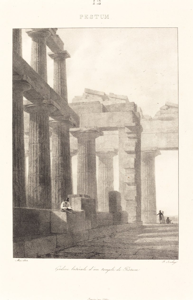 Boční galerie chrámu v Paestum od Jean Baptiste Isabey