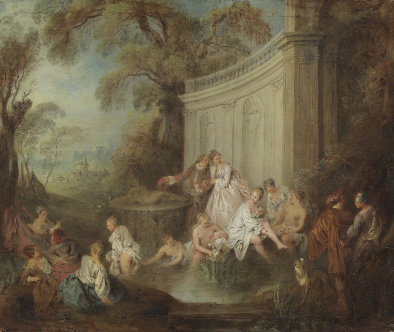 Koupání v parku od Jean Baptiste Joseph Pater