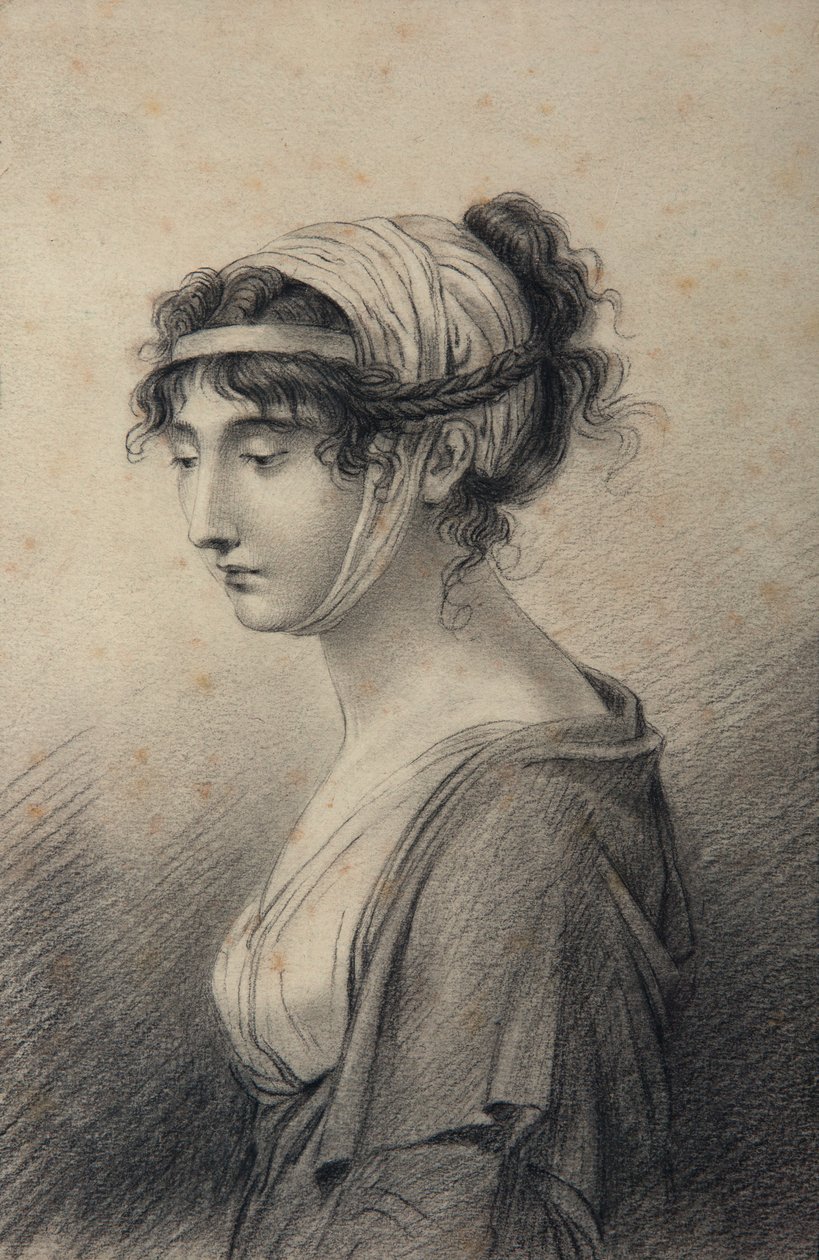 Portrét Pauline Bonaparte, princezny Borghese (černá tuha na papíře) od Jean Baptiste Joseph Wicar