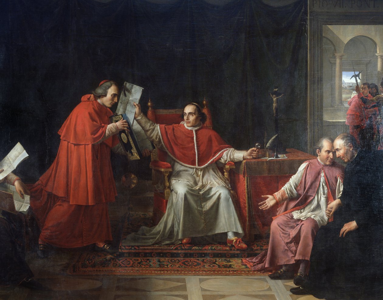 Podpis konkordátu mezi Francií a Svatým obležením (Saint Siege), papežem Piem VII. (1742 - 1823), 15. srpna od Jean Baptiste Joseph Wicar