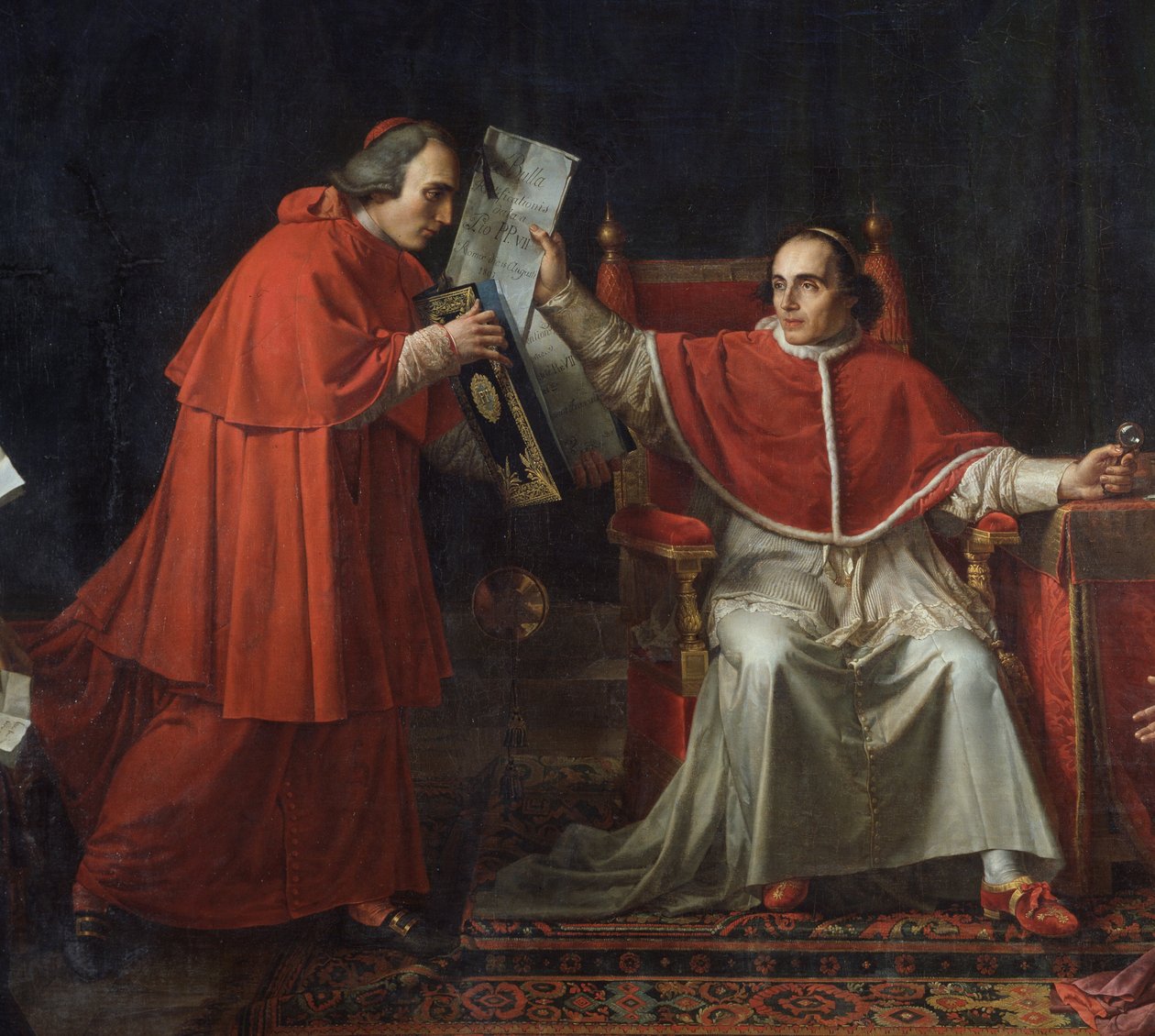 Podpis konkordátu mezi Francií a Svatým obležením (Saint Siege), papežem Piem VII. (1742 - 1823), 15. srpna od Jean Baptiste Joseph Wicar