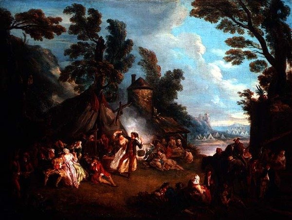 Strana v armádním táboře od Jean Baptiste Joseph attr. to Pater