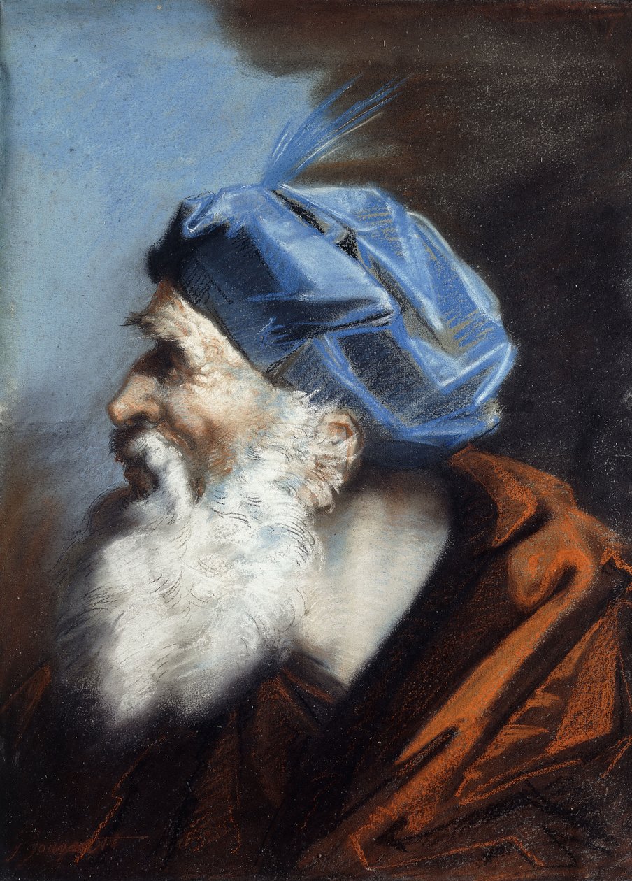Hlava Josefa z Arimatie, při pohledu doleva, od Jean Baptiste Jouvenet