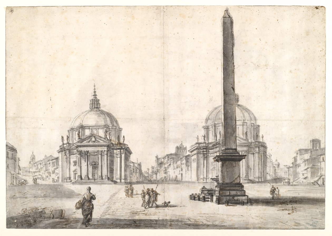 Piazza del Popolo, Řím od Jean Baptiste Lallemand
