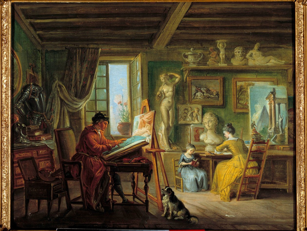 Malířská dílna Obraz Jean Baptiste Lallemand (1710-1803) 18. století Dijon, Muzeum výtvarných umění od Jean Baptiste Lallemand