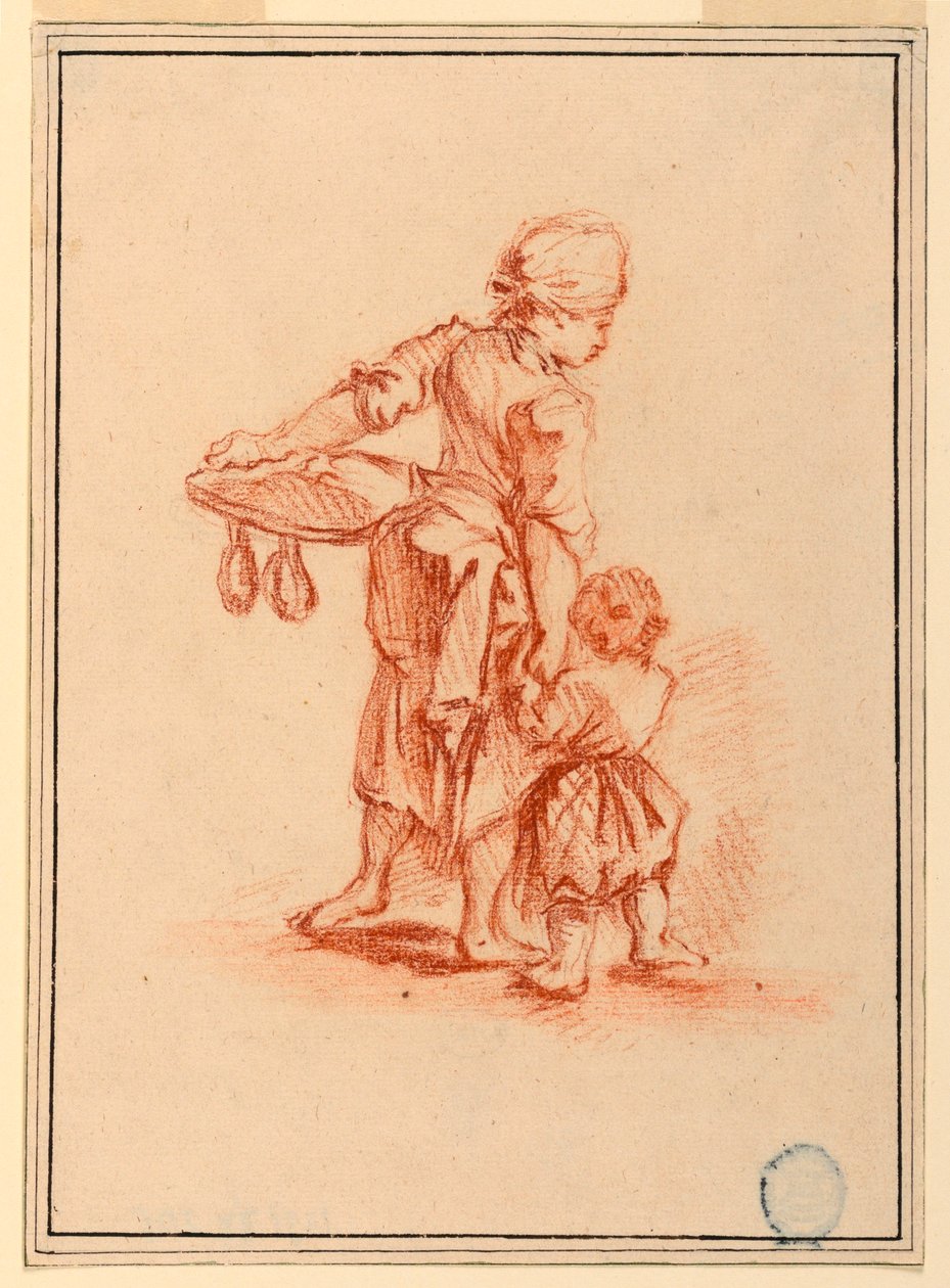 Kresba, Žena vedoucí dítě, 1750-75 od Jean Baptiste Le Prince