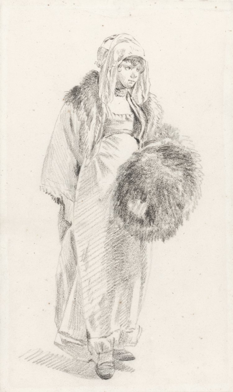 Ruská žena s kožešinovým rukávcem, mezi 1758 a 1761 od Jean Baptiste Le Prince