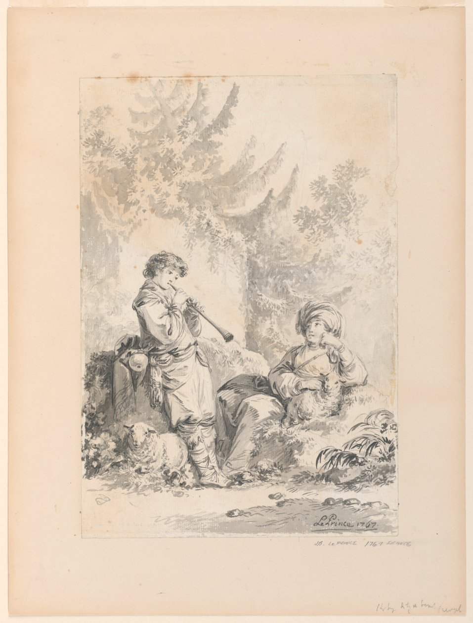 Pastýř a pastýřka v krajině od Jean Baptiste Le Prince