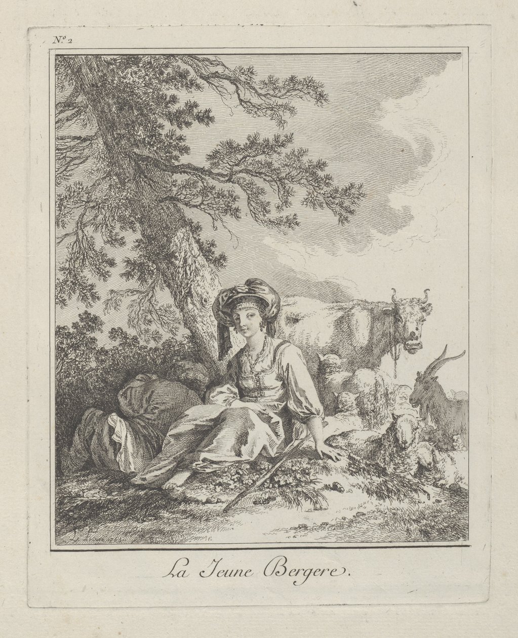 Mladá pastýřka, druhý talíř z Miscellaneous Clothing of the Peoples of the North, 1765 od Jean Baptiste Le Prince