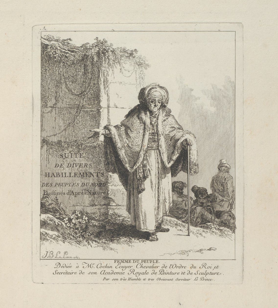 Žena z lidu, deska jedna z Miscellaneous Clothing of the Northern Peoples od Jean Baptiste Le Prince
